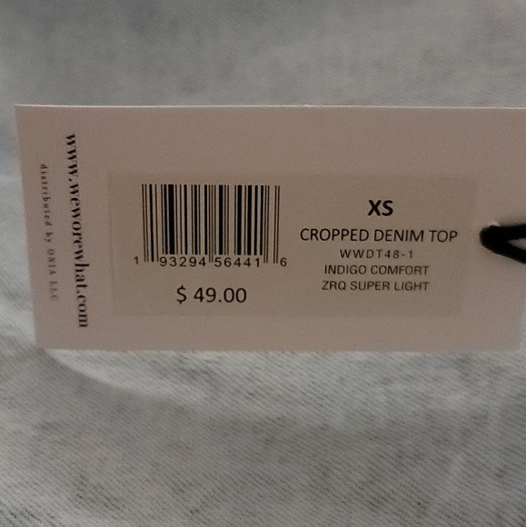 WeWoreWhat REVOLVE Cropped Denim Top, Indigo Comfort‎ Super Light Size XS - Picture 10 of 10